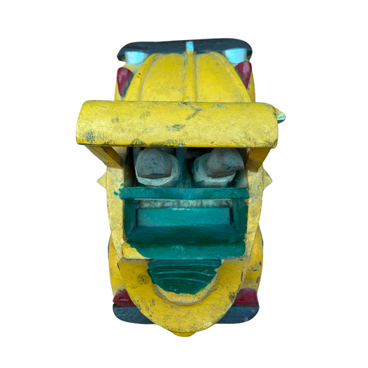 Yellow Taxi - African Lifestyle Wooden Figure (Mid-size)