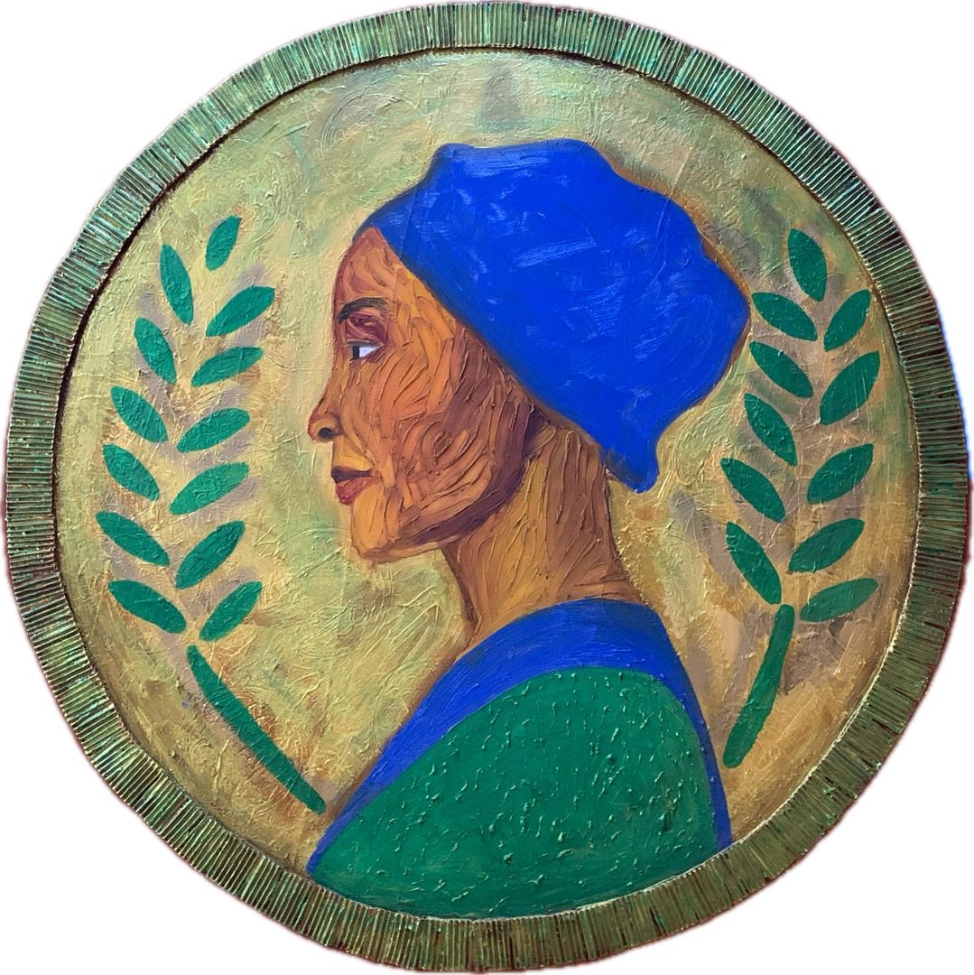 Whose Image Is This II mixed media on canvas by Nigerian artist Paul Ayihawu exploring identity