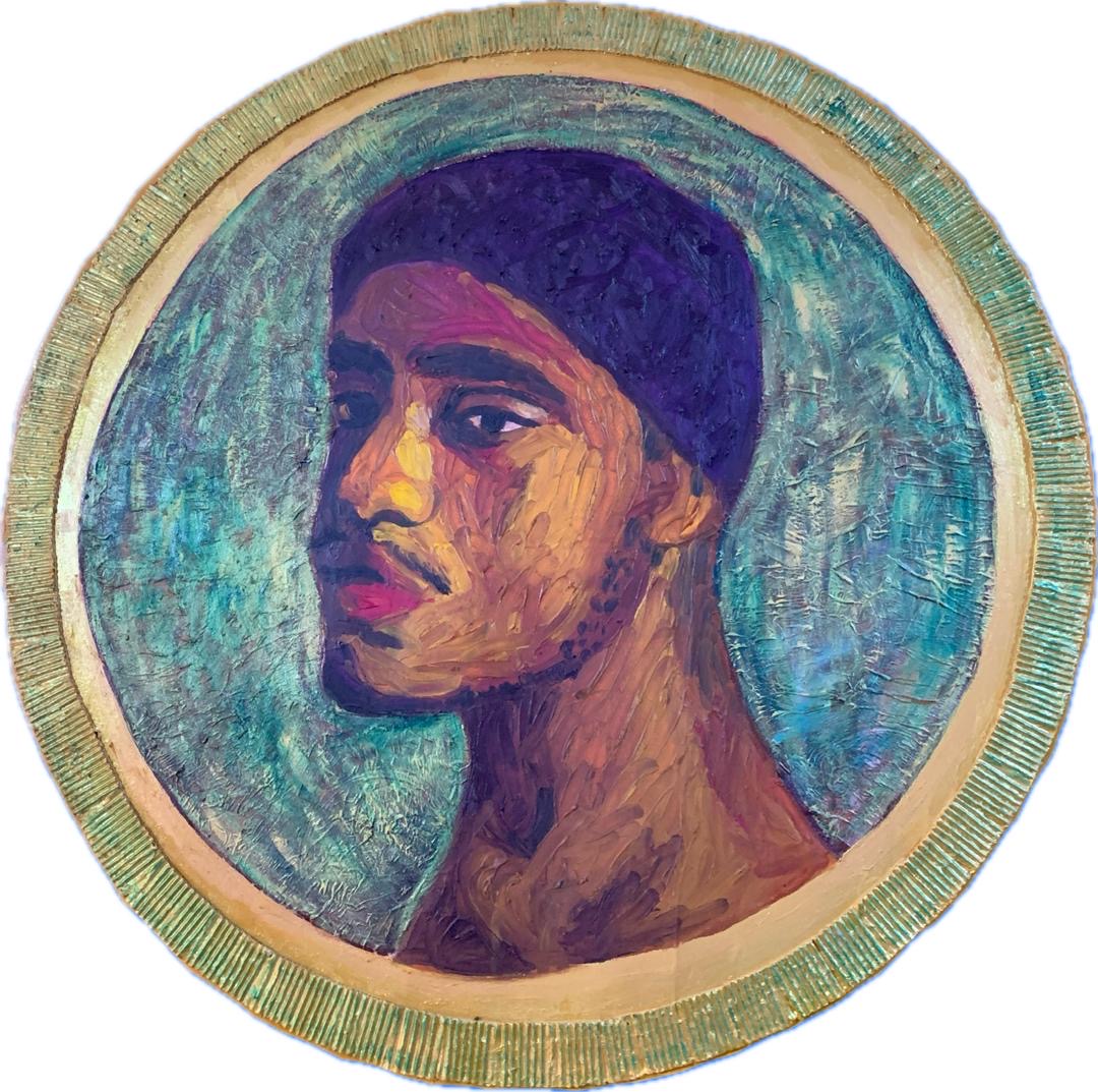 Whose Image Is This I mixed media on canvas by Nigerian artist Paul Ayihawu exploring identity