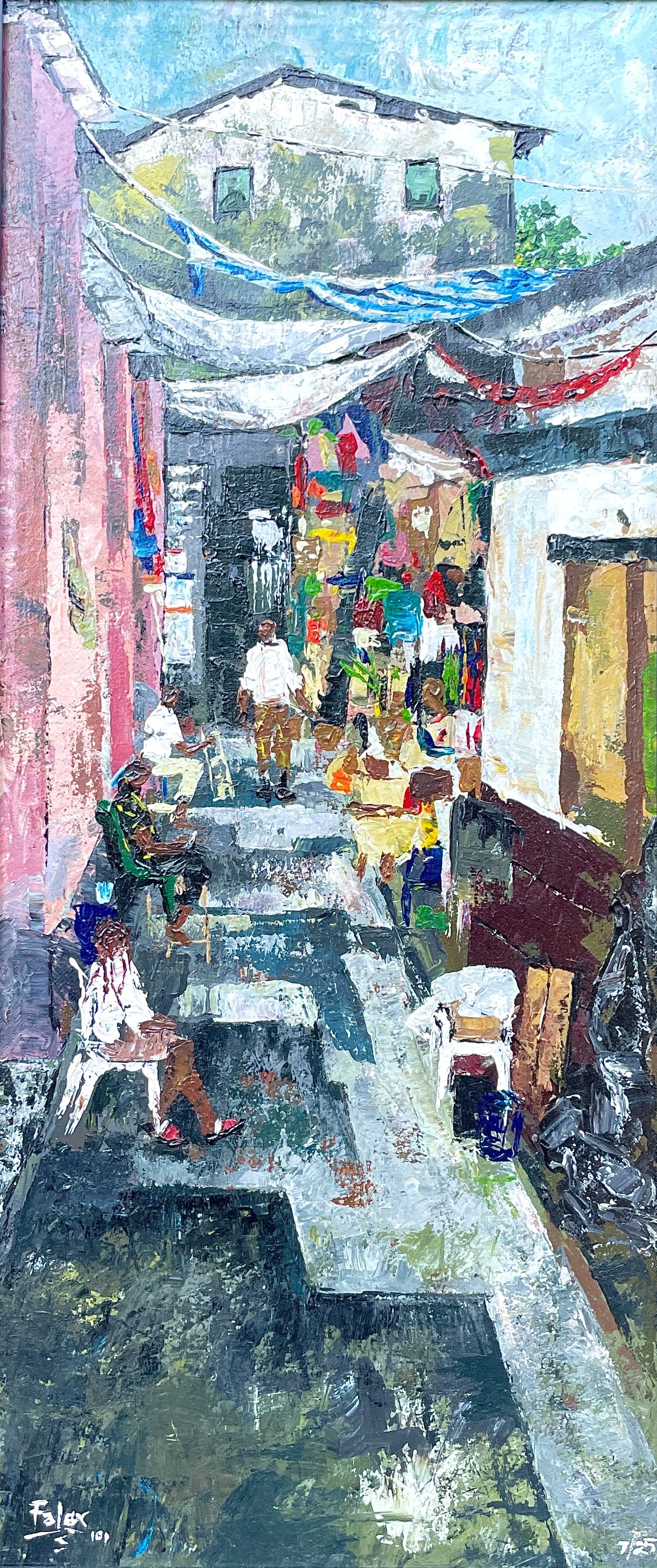 Expectations acrylic on canvas painting by Nigerian artist Falex contemporary African art