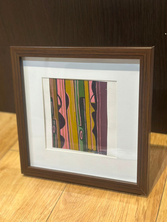 Parallel Facing - Original African Miniature Painting.