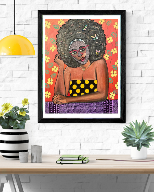 Out On A Date by Benjamin Omoike. African Living Room Art. Original Mixed Media art by Benjamin Omoike.