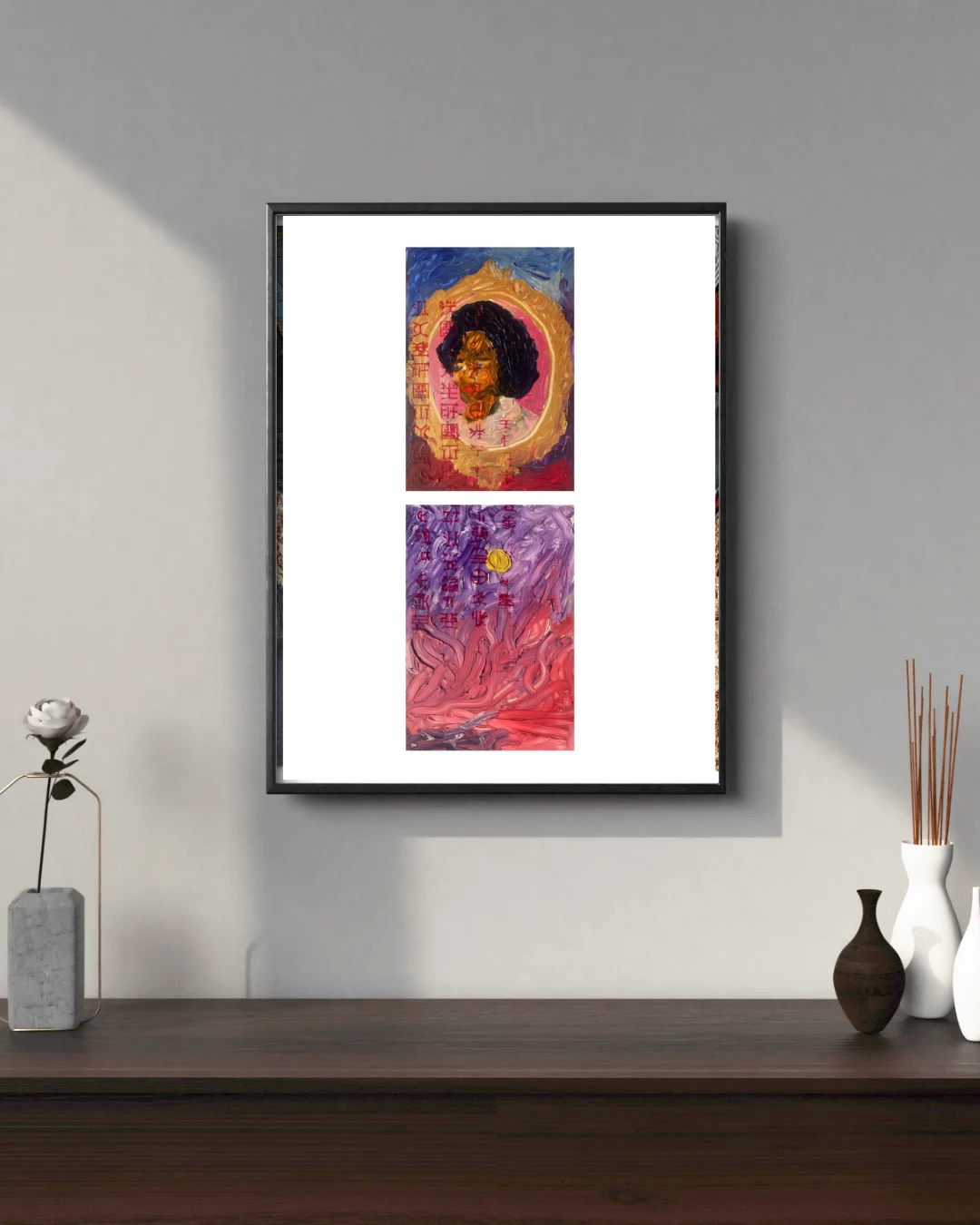As it is written of me 1 - Contemporary African Art. Original Mixed media on Paper Diptych by Paul Ahiyawu.