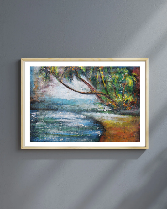 Lake Day — African Abstract Canvas Wall Art, Original Acrylic Painting by Joseph Aransiola