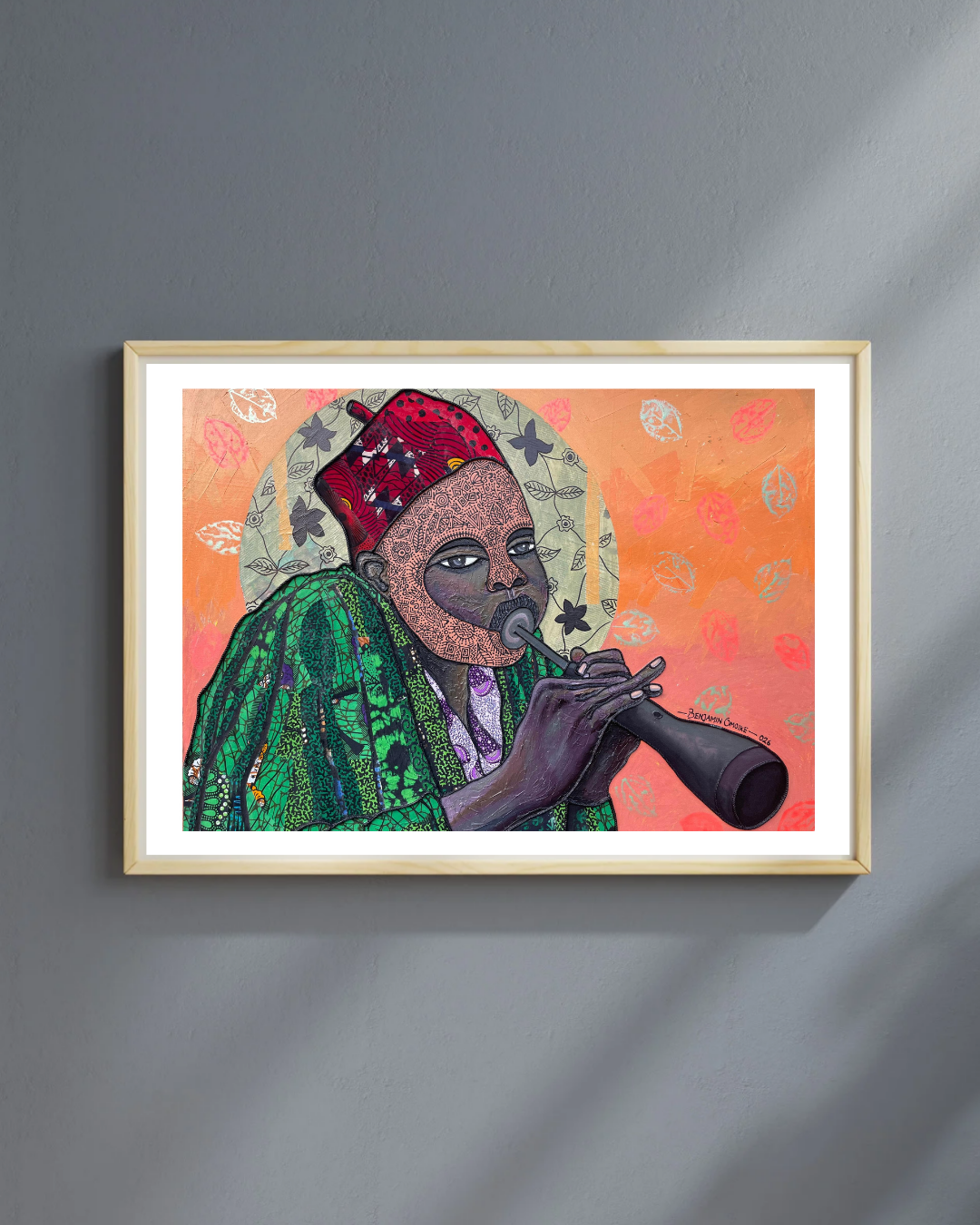 A New Dawn by Benjamin Omoike. African Living Room Art. Original Mixed media painting by Benjamin Omoike