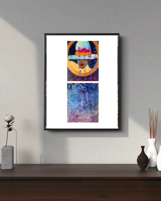 As It Is Written Of Me 5 - Contemporary African Art. Original Mixed Media On Paper Diptych By Nigerian Artist Paul Ahiyawu.