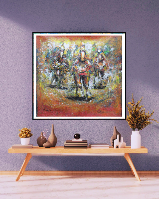 Polo Club — African Abstract Canvas Wall Art, Original Acrylic Painting by Joseph Aransiola