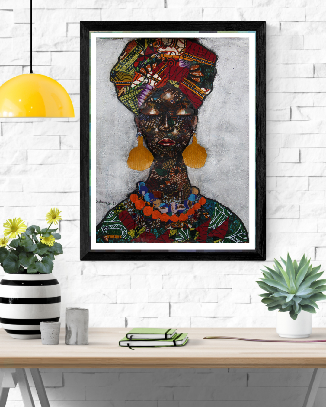 Accessorise Me — African Abstract Canvas Wall Art, Original Mixed Media Painting by Joseph Aransiola