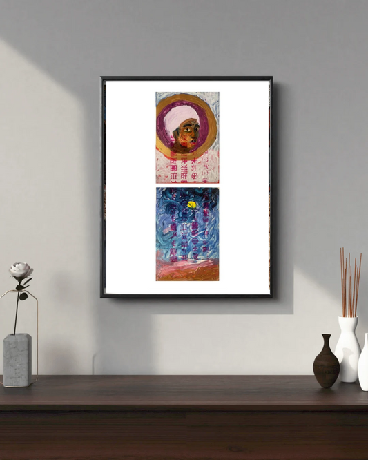 As It Is Written of Me 2 - Contemporary African Art. Original Mixed Media on Paper Diptych by Nigerian Artist Paul Ahiyawu.