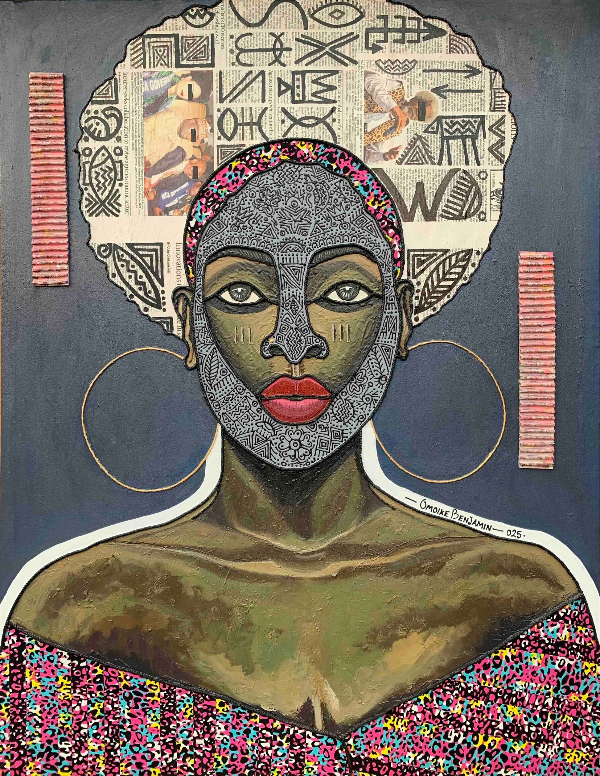 The Beauty Behind The Scars - Original portrait painting by Benjamin Omoike - Contemporary African art