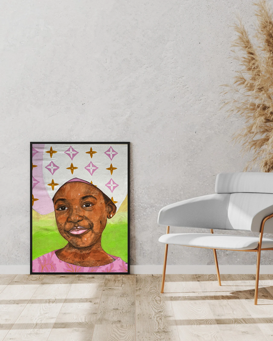 Shine and Bright 1 by Sadiq Adeleke (view 2) — original mixed media, contemporary African art