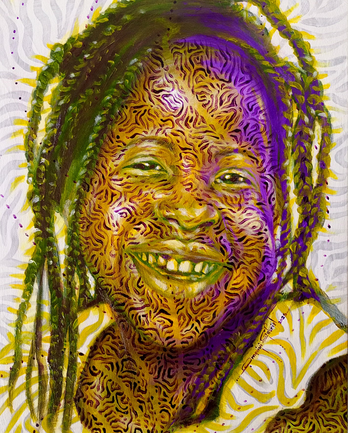 Inner Frequency (Beauty of Lived experience series 5) acrylic on canvas by Nigerian artist Omoniyi Gilbert contemporary Afric