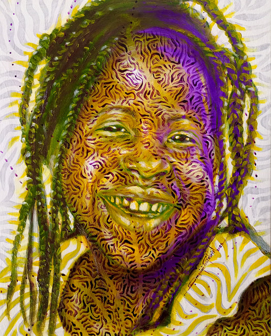 Inner Frequency (Beauty of Lived experience series 5) acrylic on canvas by Nigerian artist Omoniyi Gilbert contemporary Afric