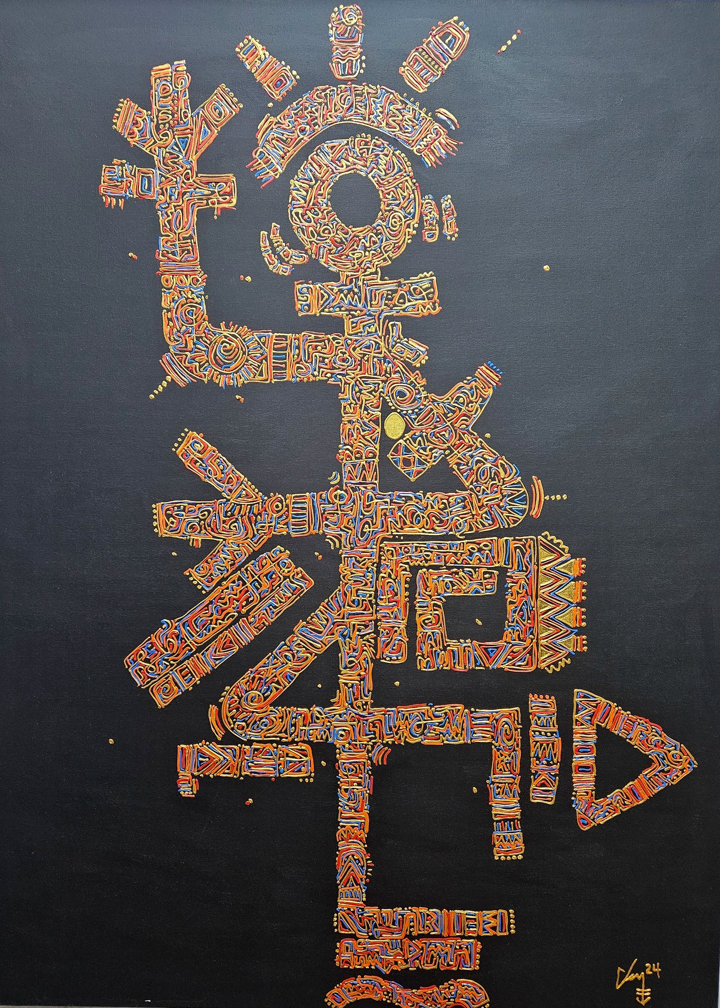 Town Crier acrylic on canvas by Nigerian artist Nerome contemporary African art