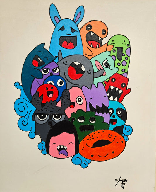 Smileys acrylic on canvas by Nigerian artist Nerome contemporary African art