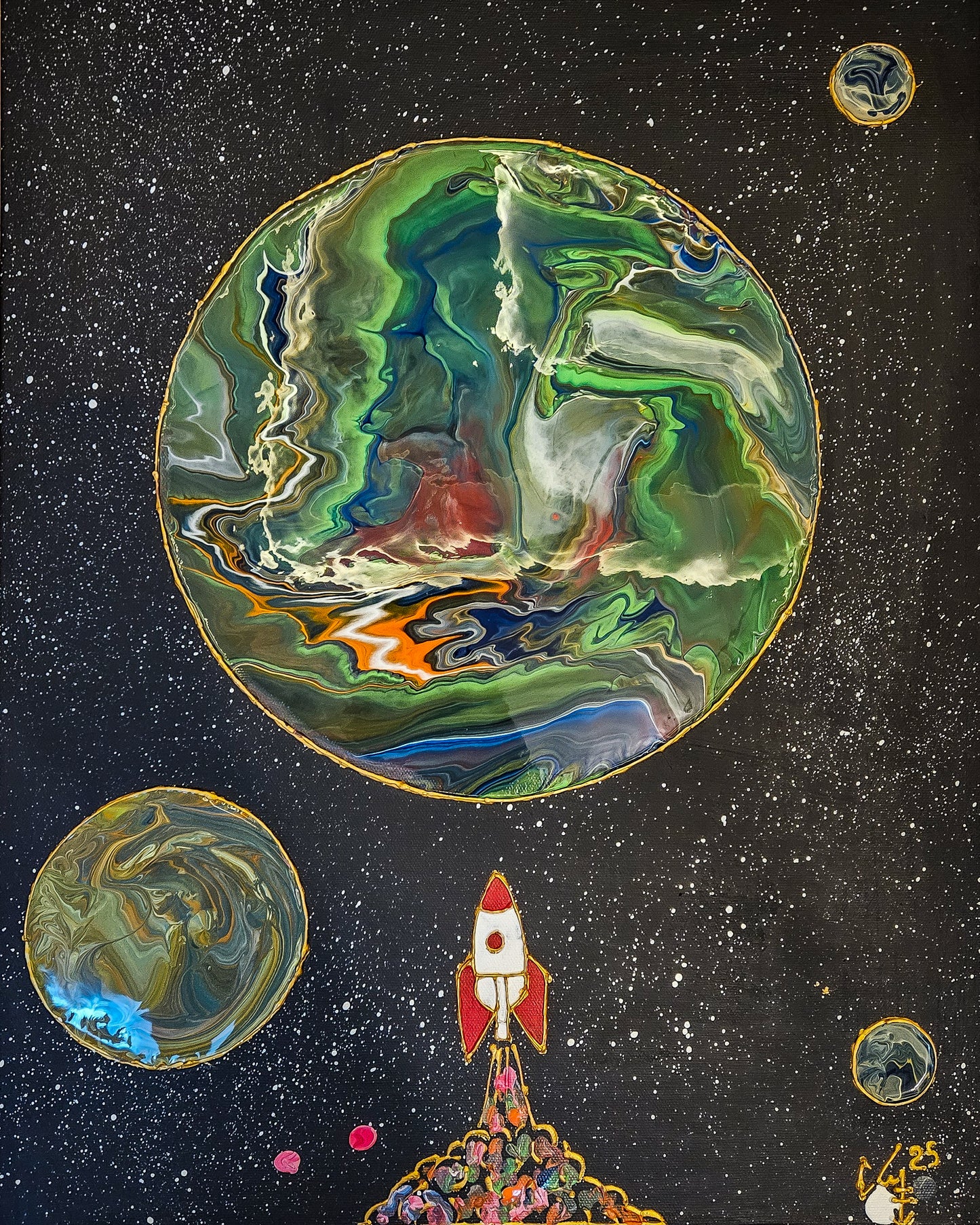 Lift off acrylic on canvas by Nigerian artist Nerome contemporary African art