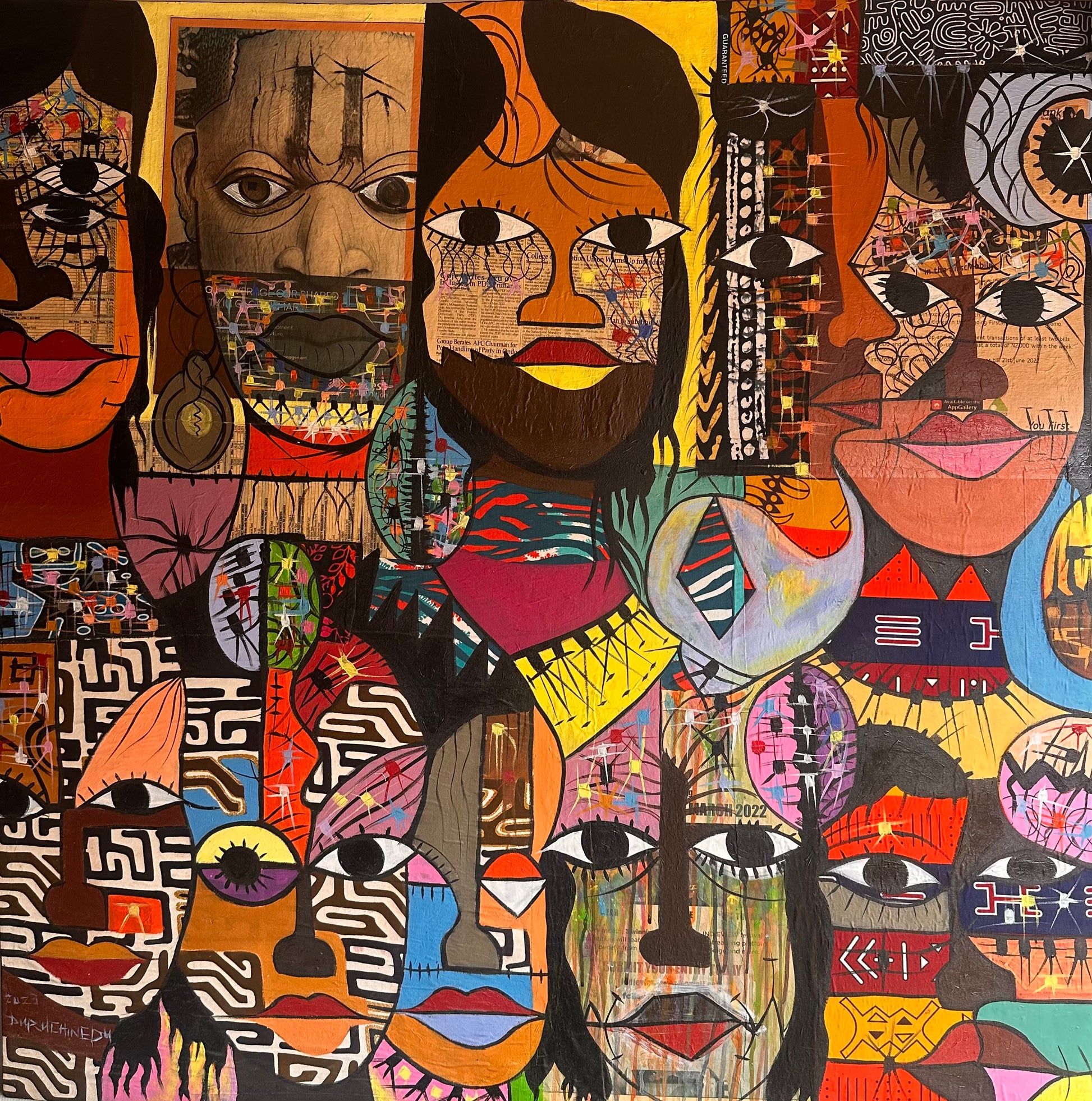 Faces - Original abstract painting by The Durus - Contemporary African art