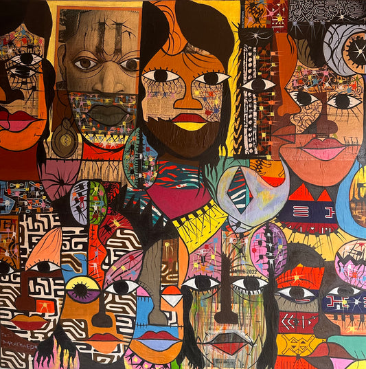 Faces - Original abstract painting by The Durus - Contemporary African art