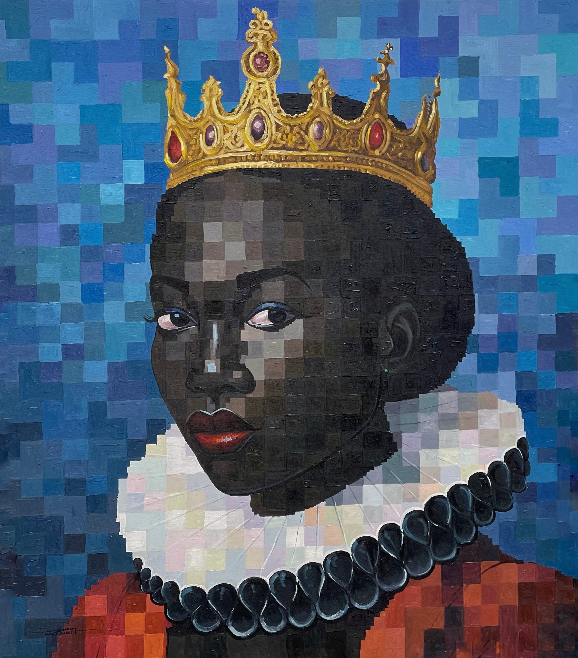 Crown of Union II acrylic on canvas by Nigerian artist Olamilekan Okunade contemporary African art