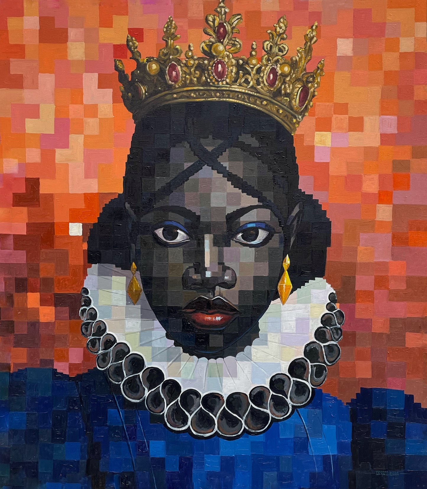 Crown of Union I acrylic on canvas by Nigerian artist Olamilekan Okunade contemporary African art