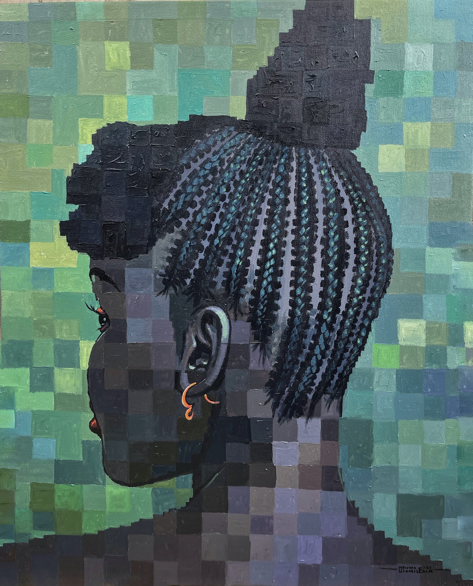 Crown of Union IV acrylic on canvas by Nigerian artist Olamilekan Okunade contemporary African art