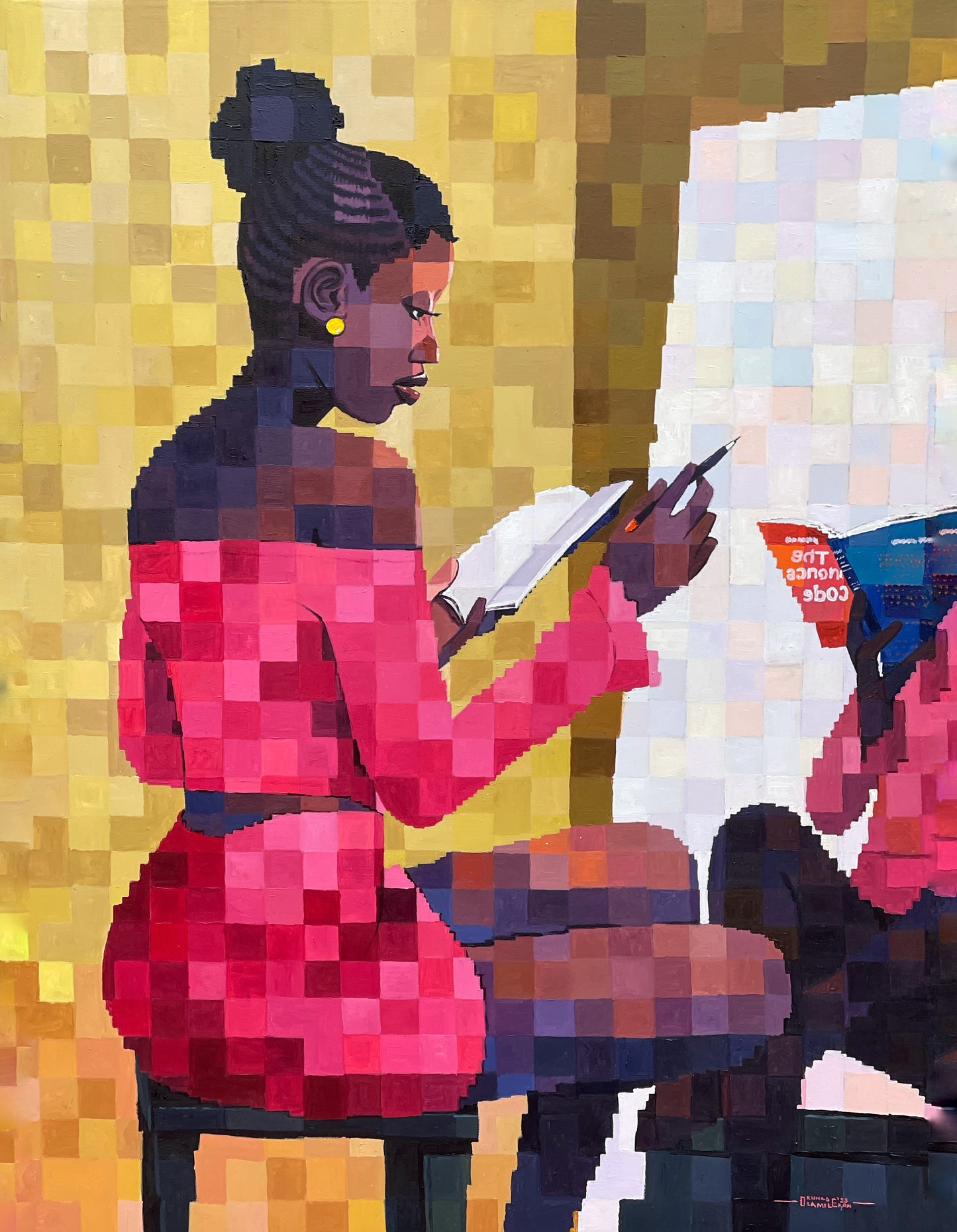 The One Who Paints Her Future acrylic on canvas by Nigerian artist Olamilekan Okunade contemporary African art