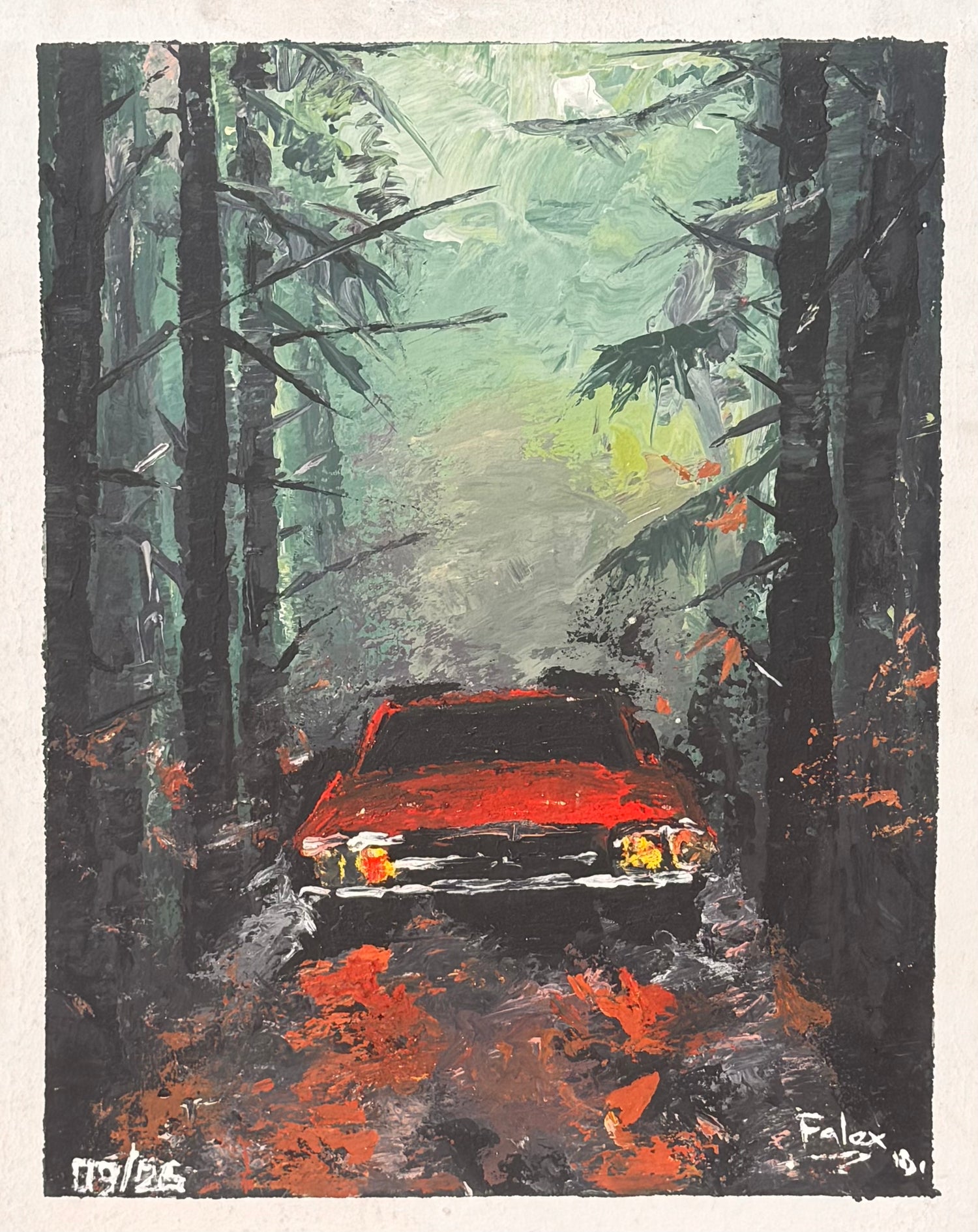 Stuck in the Woods acrylic on canvas by Nigerian artist Falex contemporary African art