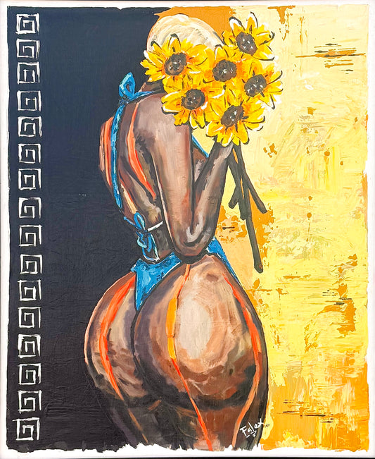 Melanin Sensation acrylic on canvas by Nigerian artist Falex contemporary African art