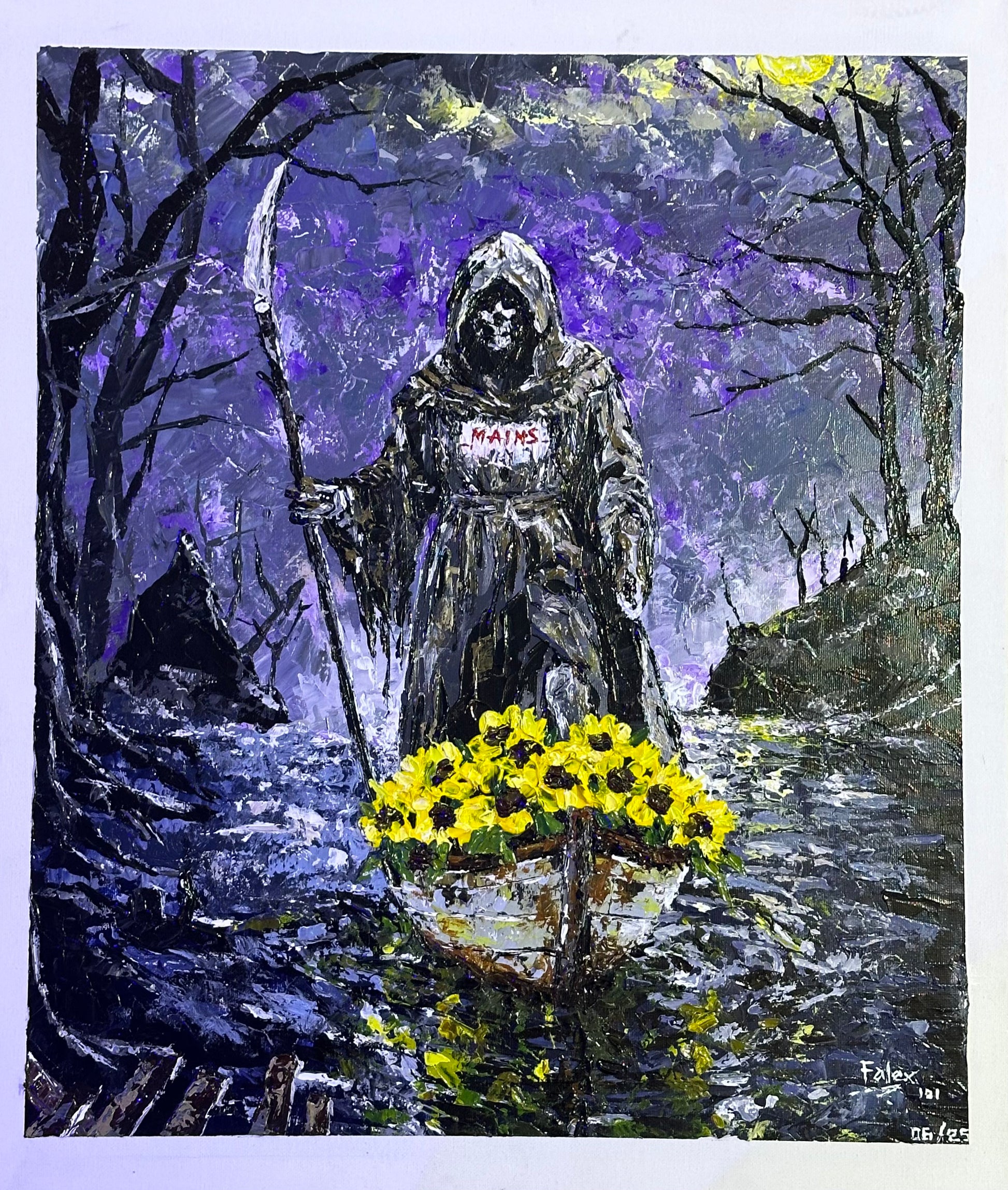 Flowers instead of a Clock acrylic on canvas by Nigerian artist Falex contemporary African art