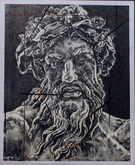 Zeus Luxury art acrylic, matt, shimmery fluid screen on canvas by Nigerian artist Falex contemporary African art