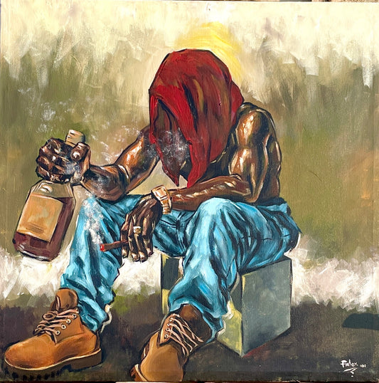 Heart with weight acrylic on canvas by Nigerian artist Falex contemporary African art