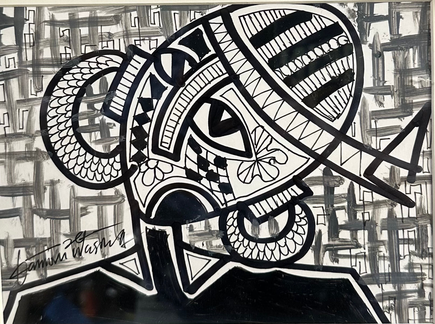 Baki Da Fari. African Decorative art. A Collection of Greyscale Miniature Paintings by Nigerian Artist Daminu Wasiu.