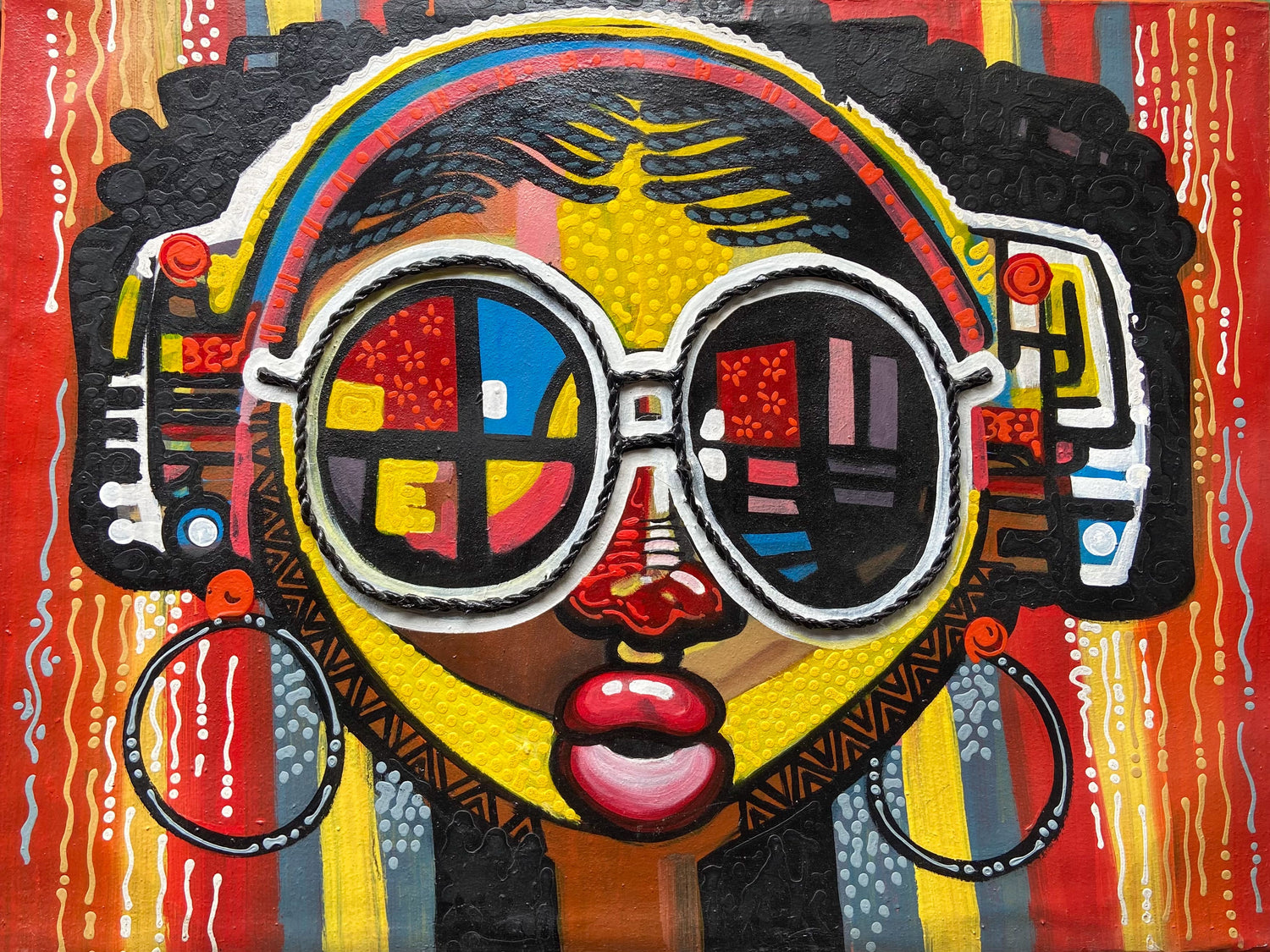 The DJ - Original abstract painting by Henry Oladeinde - Contemporary African art