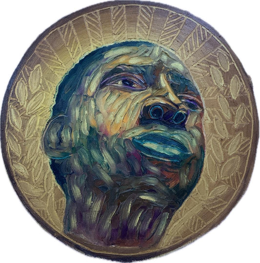 The Untitled oil on canvas painting by Nigerian artist Paul Ayihawu contemporary African art