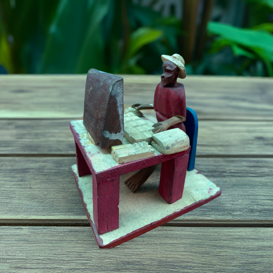 Typist - African Lifestyle Wooden Figures (Mid-size)