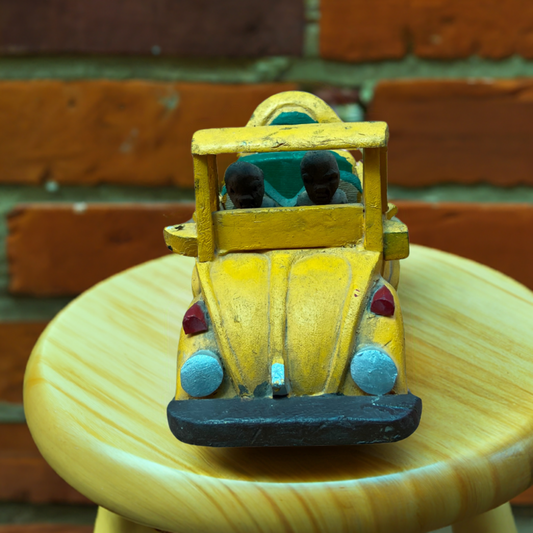 Yellow Taxi - African Lifestyle Wooden Figure (Mid-size)