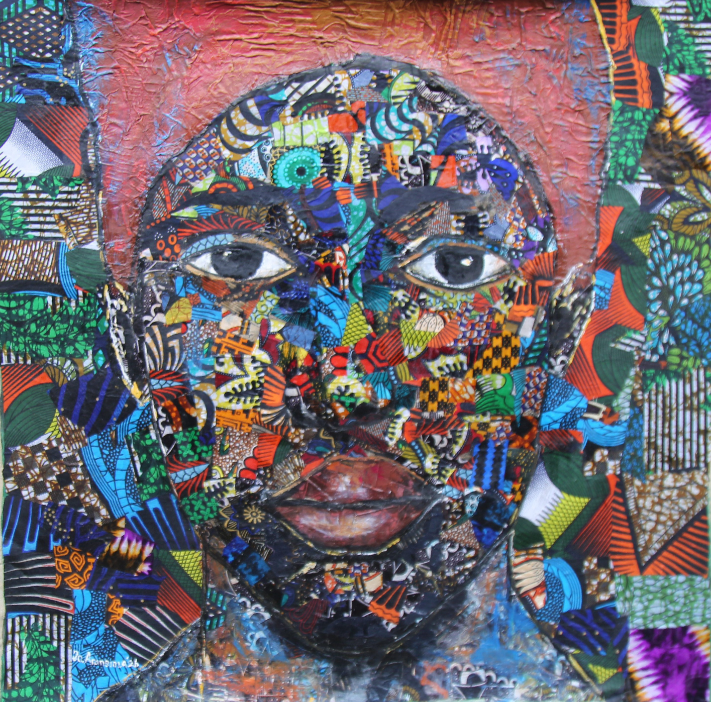 Into my Eyes— African Abstract Canvas Wall Art, Original Mixed Media Painting by Joseph Aransiola