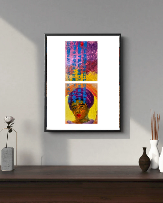 As It Is Written Of Me 4 - Contemporary African Art.  Original Mixed Media On Paper Diptych By Nigerian artist Paul Ahiyawu.