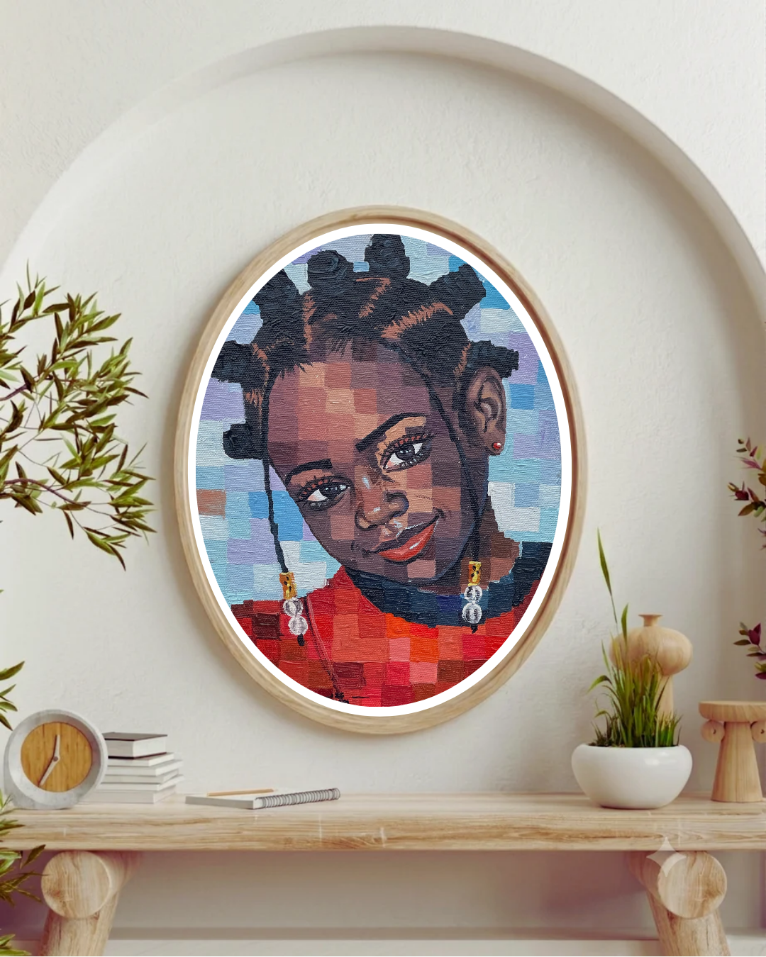 Joy Without a Permit— African Portrait Canvas Wall Art, Original Acrylic Painting by Olamilekan Okunade