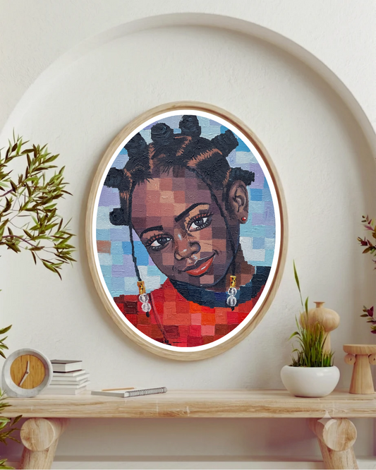 Joy Without a Permit— African Portrait Canvas Wall Art, Original Acrylic Painting by Olamilekan Okunade