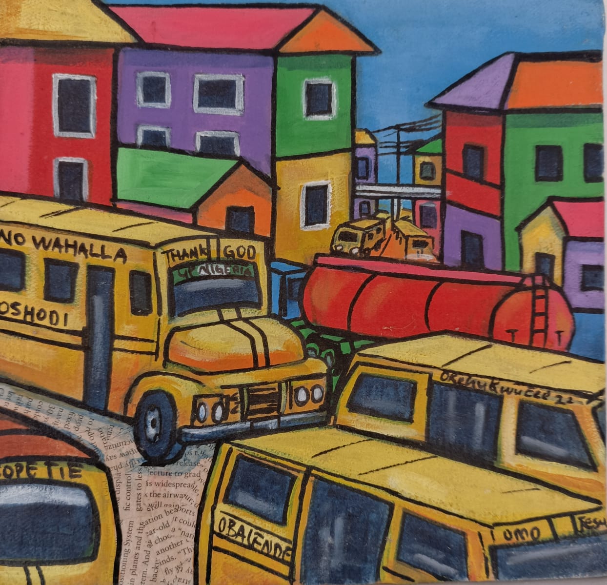 Color Code 2 -African Wall Art. Original Mixed Media Painting By The Okechukwus