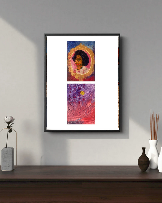 As It Is Written of Me 1 - Contemporary African Art. Original Mixed Media on Paper Diptych by Paul Ahiyawu.