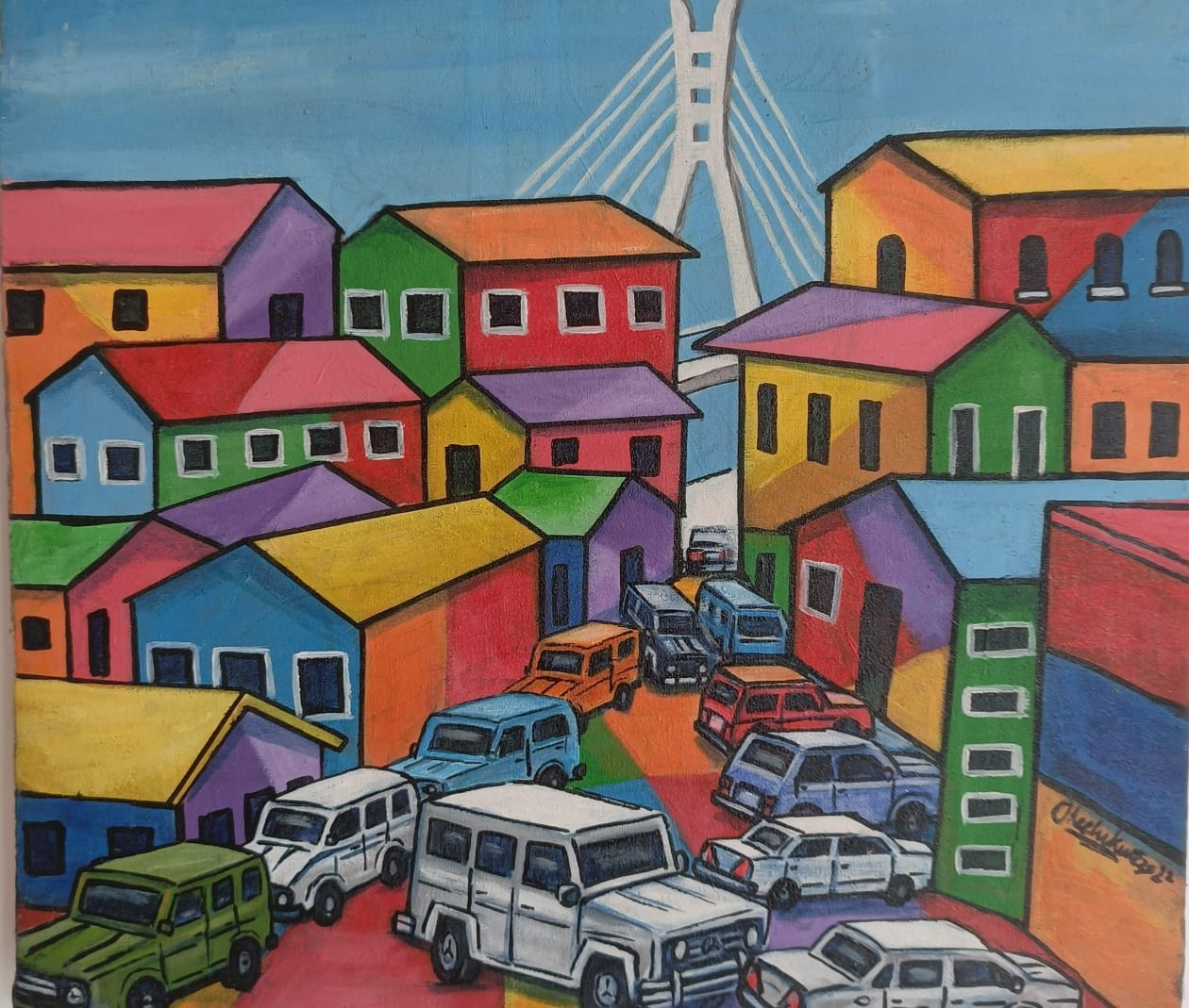 Lekki standard -African Wall Art.  Original Acrylic On Canvas Painting By The Okechukwus