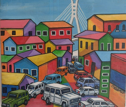 Lekki standard -African Wall Art.  Original Acrylic On Canvas Painting By The Okechukwus