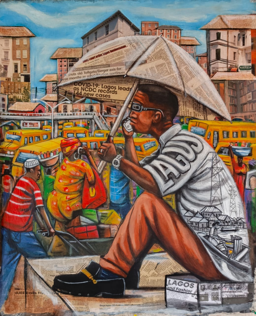 Guy man - African Wall Art. Original Mixed Media Painting By The Okechukwus