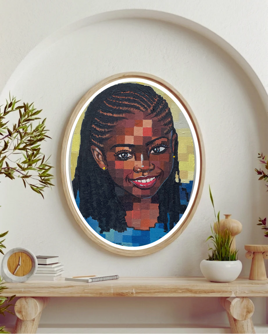 Before We Learned to Worry — African Portrait Canvas Wall Art, Original Acrylic Painting by Olamilekan Okunade