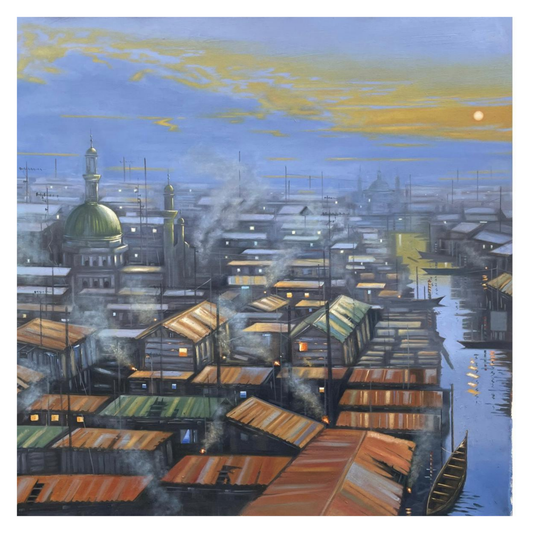 Tides of time (Pt 1)— African Diptych Canvas Wall Art, Original Oil Painting by Akinsemoyin Basit
