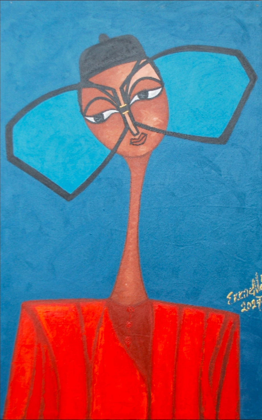 It's a miracle to have someone, to love. - African Portrait Canvas Wall Art. Original Acrylic on Canvas painting by Nigerian artist Ekene May.