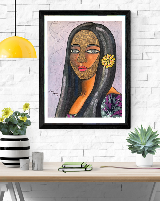 Beauty Behind The Scars 2 by Benjamin Omoike. African Wall Art. Original Mixed Media On Canvas Painting By Nigerian Artist Benjamin Omoike