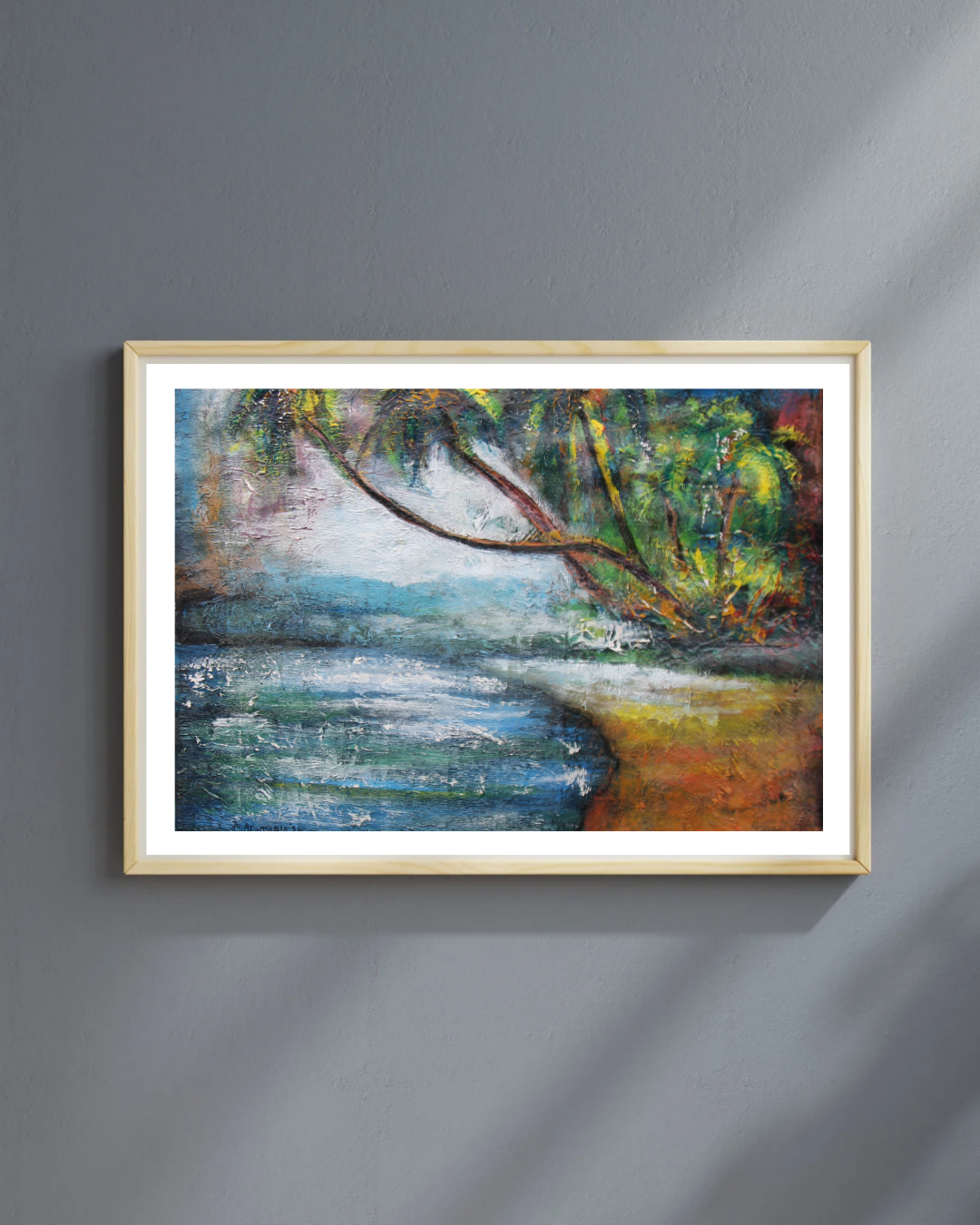 Lake Day — African Abstract Canvas Wall Art, Original Acrylic Painting by Joseph Aransiola